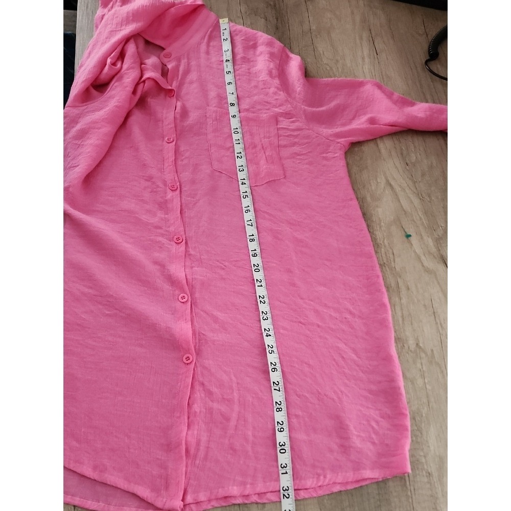 Breezy Lane Pink Sheer Beach Cover Up Tunic XL Lightweight Button Down - Picture 6 of 6